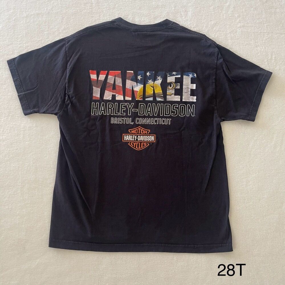 Harley Davidson Motorcycles Eagle Graphic HD Print USA Black Shirt 100% Cotton L